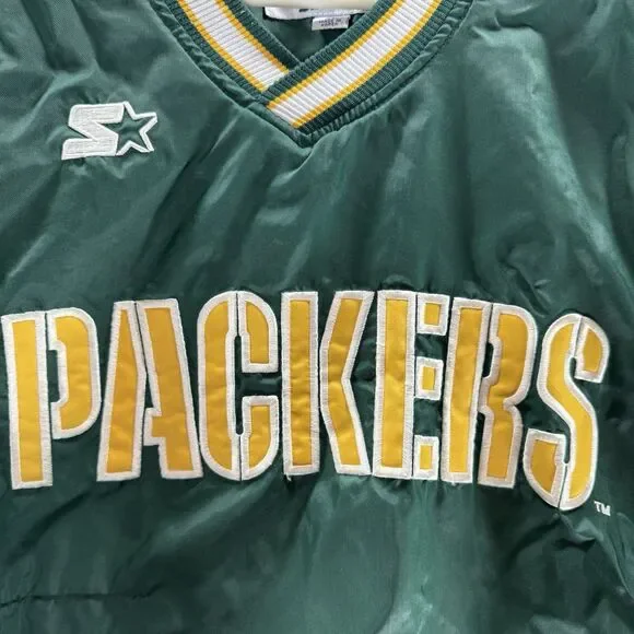 Vintage Green Bay Packers Starter Pro Line Pullover Lined Windbreaker Jacket XL